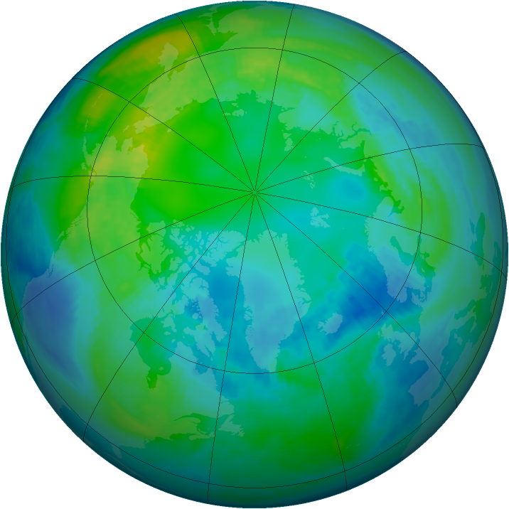Arctic ozone map for 25 October 1988